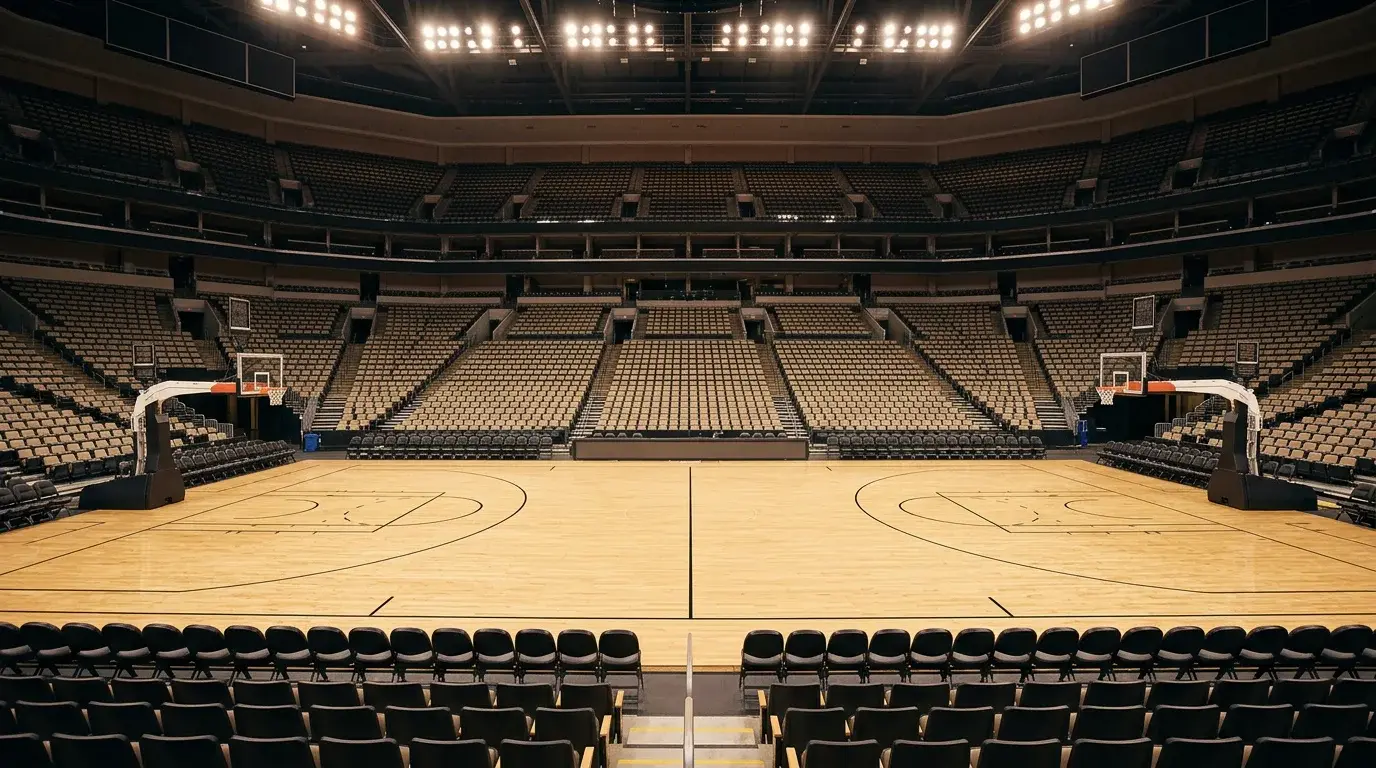 Empty NBA arena court being prepared for the second half of the season after the All-Star break