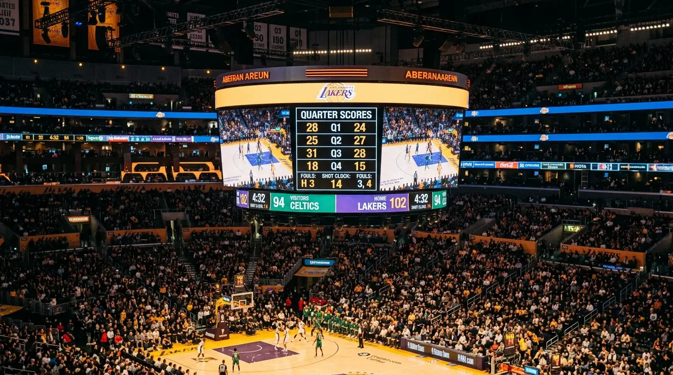 NBA scoreboard showing quarter-by-quarter scores during a live game with period betting markets in focus